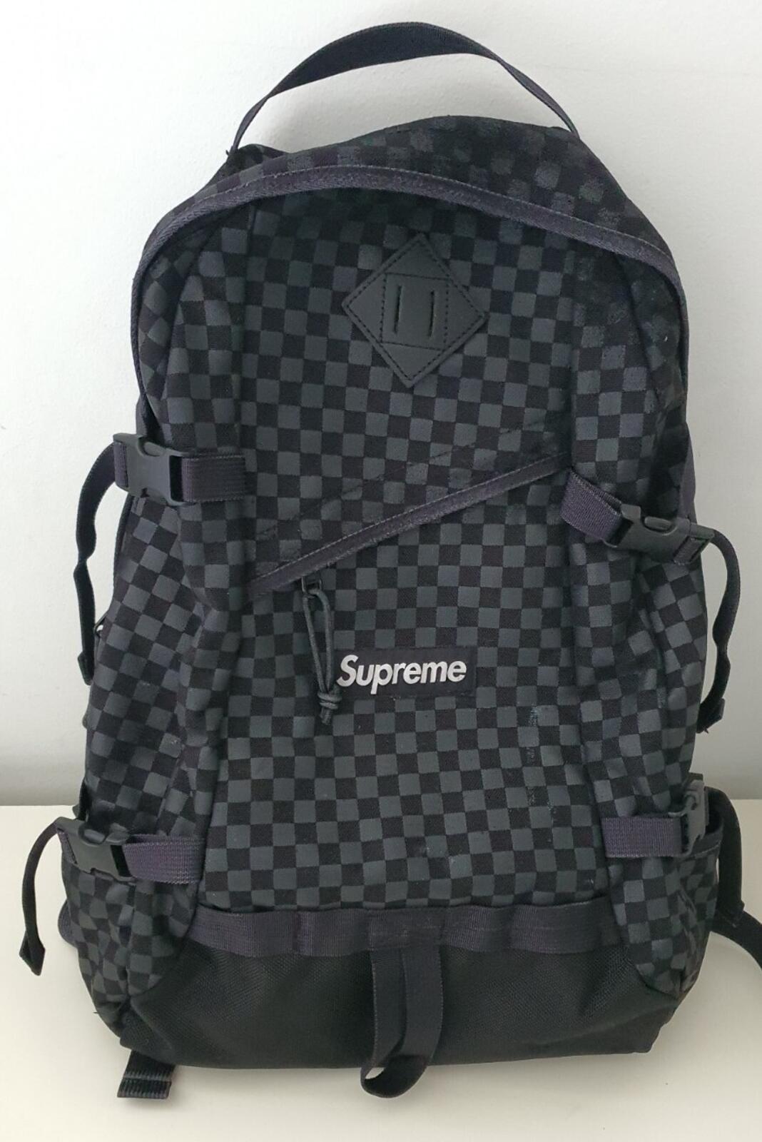 FW11 Supreme Printed Check backpack box logo bag Checkered vintage Rare Black