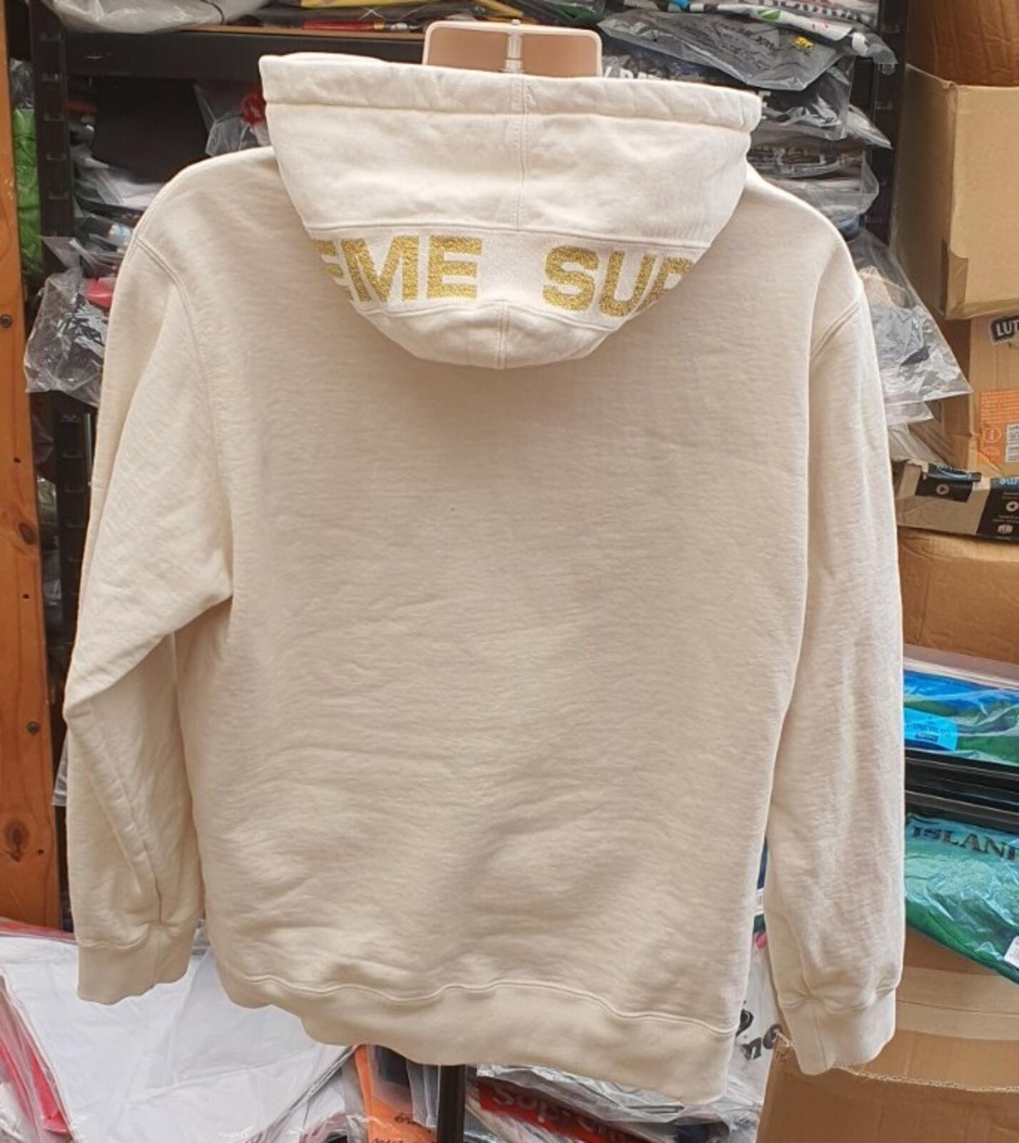 SS20 Supreme Metallic Rib hooded sweatshirt  natural hoodie size M medium