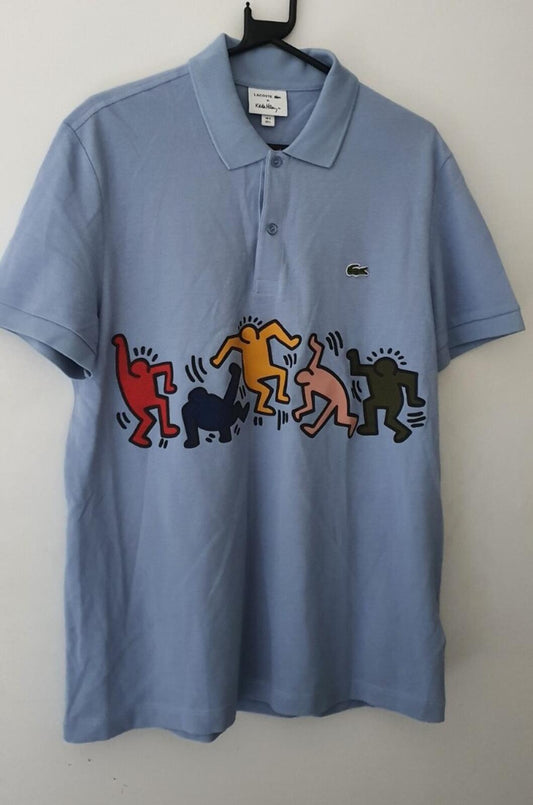 LACOSTE x KEITH HARING polo shirt from 2019 size L large FR 5 light blue Worn 1x