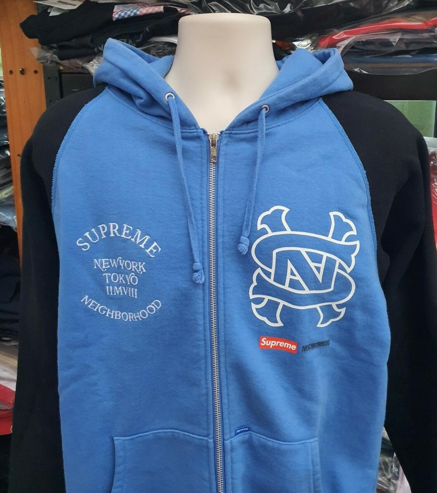 SS09 Supreme Neighborhood Zip Up Hooded Sweatshirt Blue Size XL 4