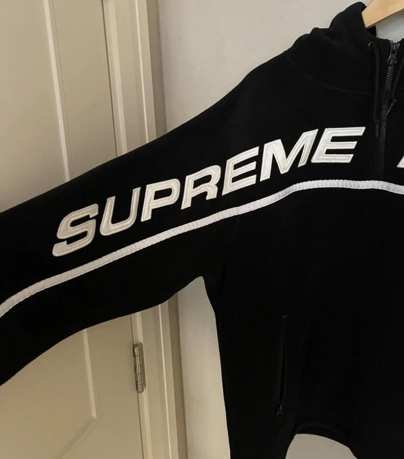FW19 Supreme Polartec Half Zip Hooded Sweatshirt Black Size M