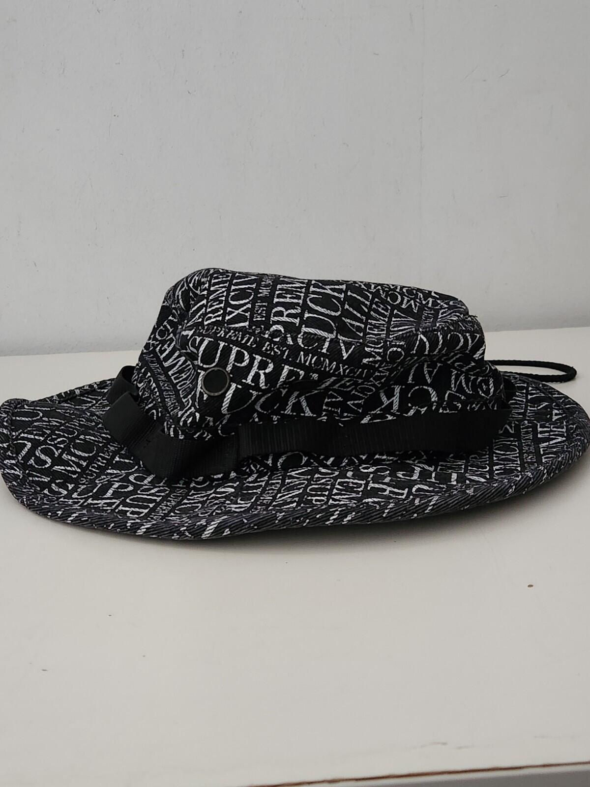 FW15 Supreme F UCK 'EM ALL boonie size S/M black bucket hat small medium Crusher