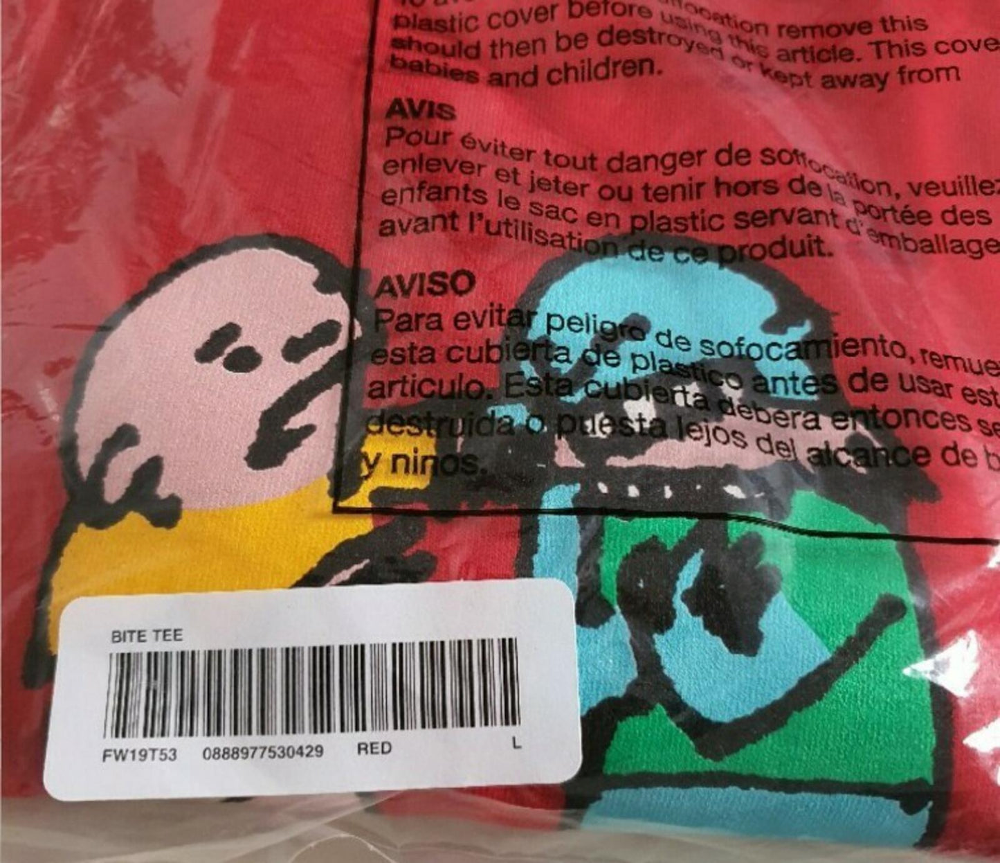 FW19 Supreme Bite red tee size L large T-shirt New And Unopened
