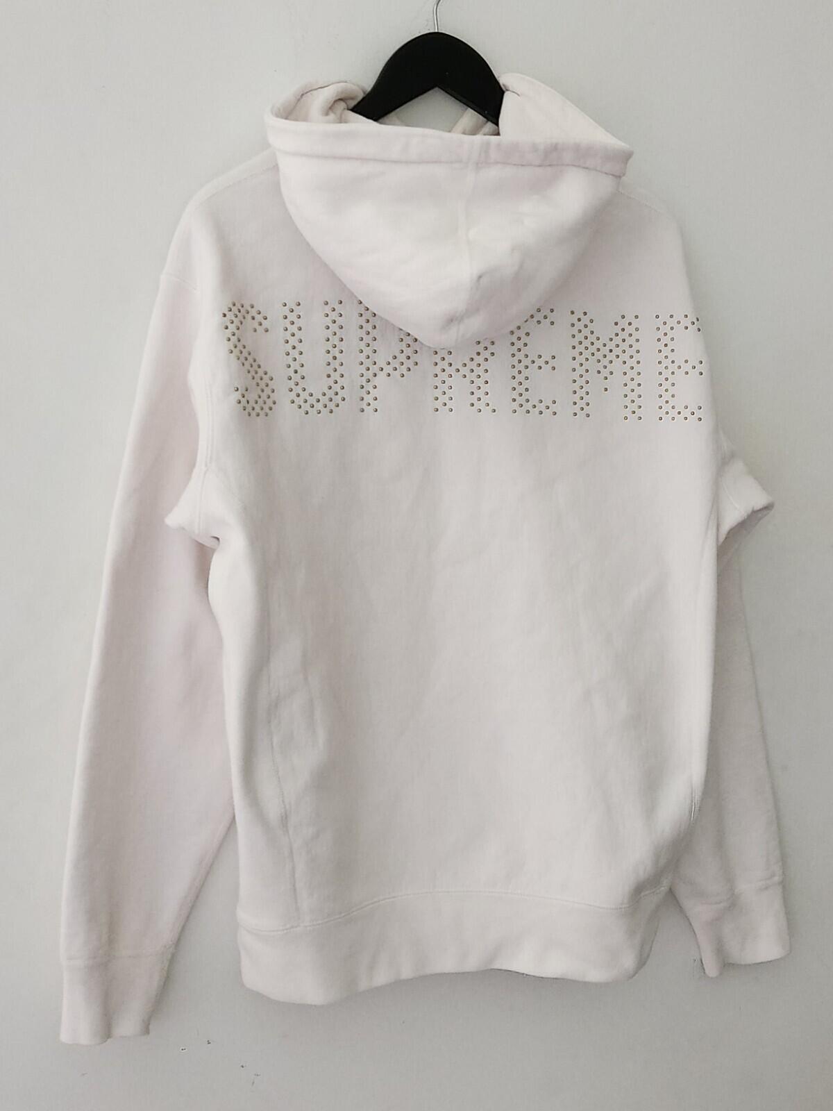 SS18 Supreme Studded Hooded Sweatshirt White Size M