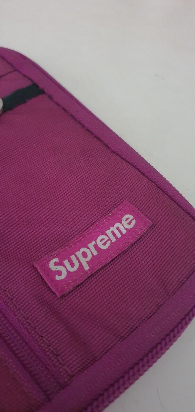 FW19 Supreme magenta small zip pouch cordura nylon bag Water resistant wallet