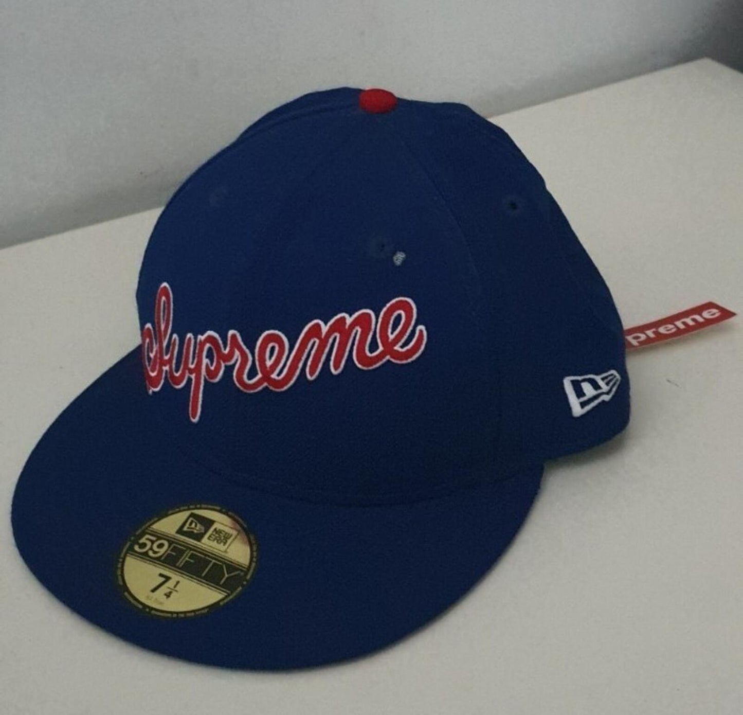 SS12 Supreme NO 1 Script New Era 59fifty fitted cap size 7 1/4 blue hat Vintage