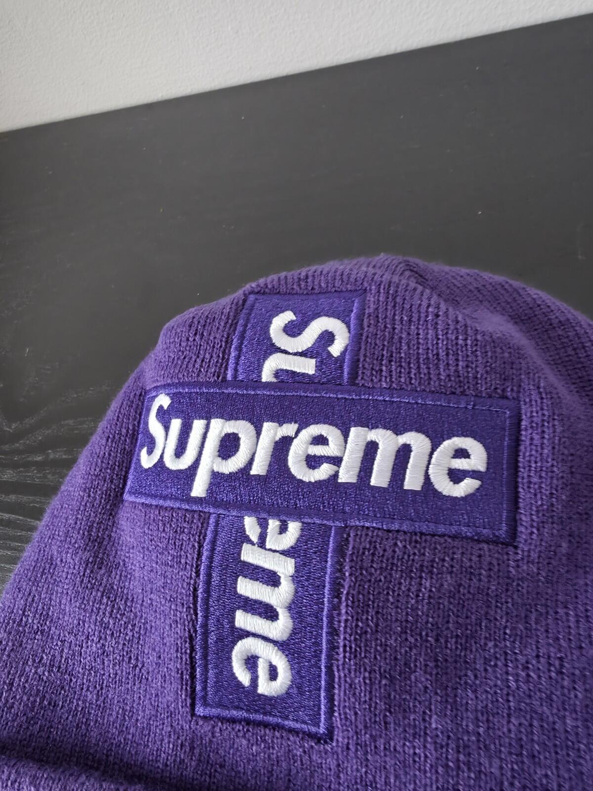 FW20 Supreme New Era Cross Box Logo Beanie Purple