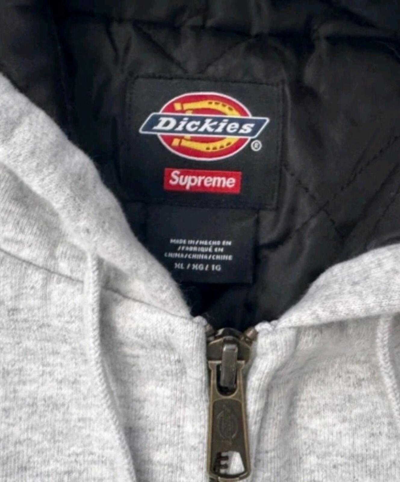 Sudadera con Capucha y Cremallera Acolchada Supreme x Dickies Otoño/Invierno 2024, Color Gris, Talla XL
