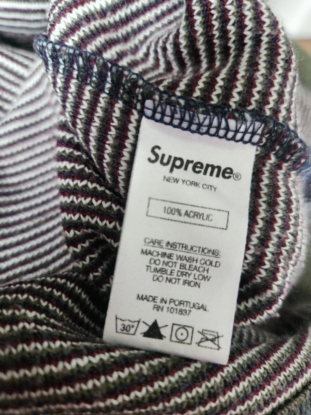 FW18 Supreme Knit Stripe Hooded L/S Top Hoodie Size M Medium Made In Portugal