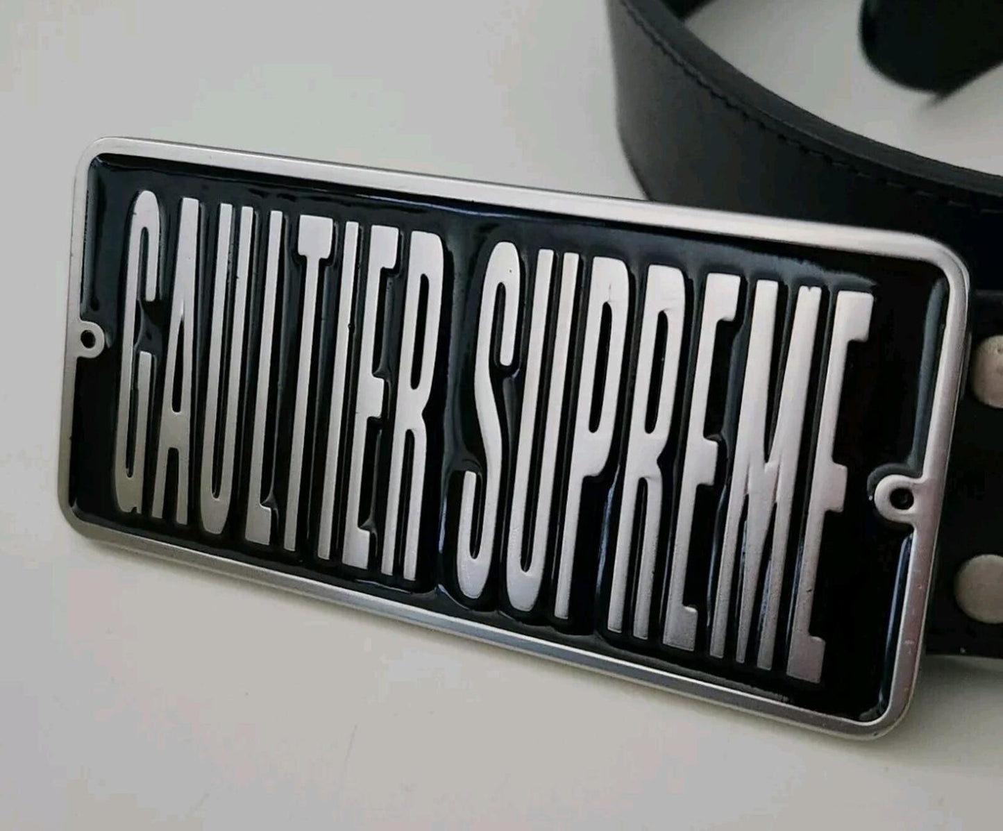 SS19 Supreme Jean Paul Gaultier cowhide leather belt RRP £148 Black size S/M