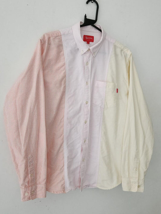 SS18 Supreme Oxford Shirt Größe L Large Gelb Pink Orange Knopfleiste Baumwolle