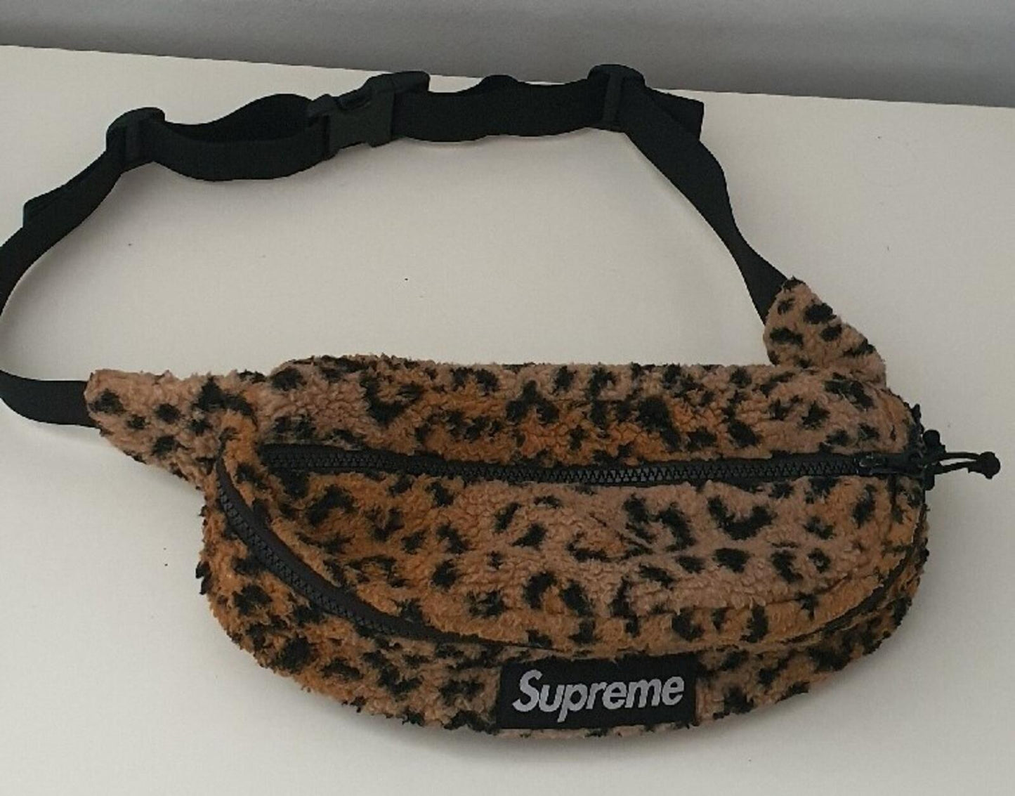 FW17 Supreme Leopard Waist Bag Yellow Belt Bum Bag Fleece Shoulder