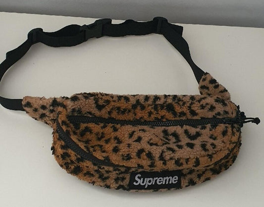 FW17 Supreme Leopard Waist Bag Gelbe Gürtel Bauchtasche Fleece Umhängetasche