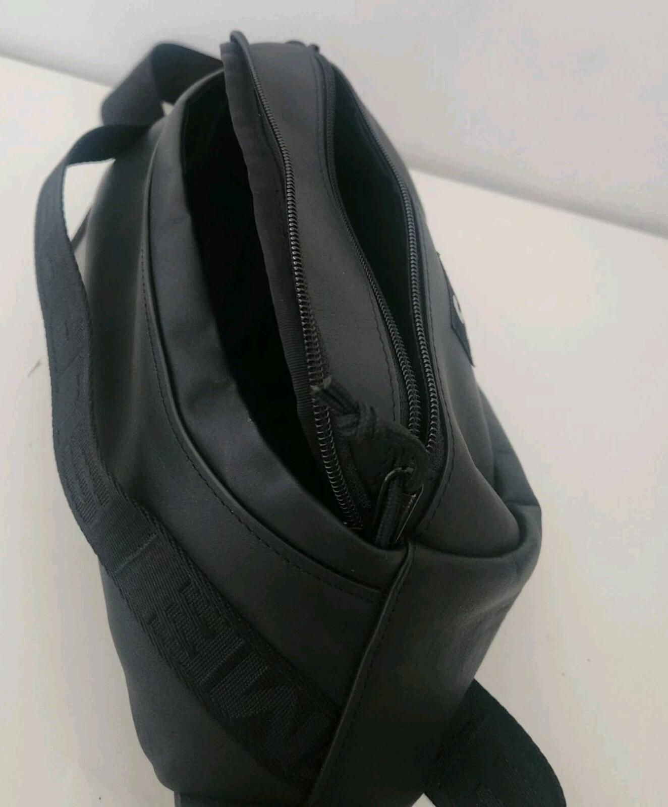 FW23 Supreme leather waist bag shoulder cowhide jacquard logo belt bum black
