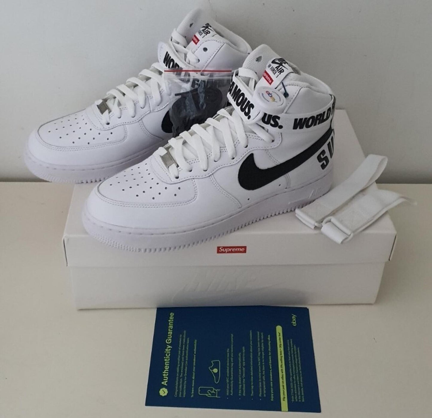FW14 Supreme Nike Air Force 1 Hi US 9 UK 8 EU 42.5 Sneaker Schuhe Lot Weiß Selten