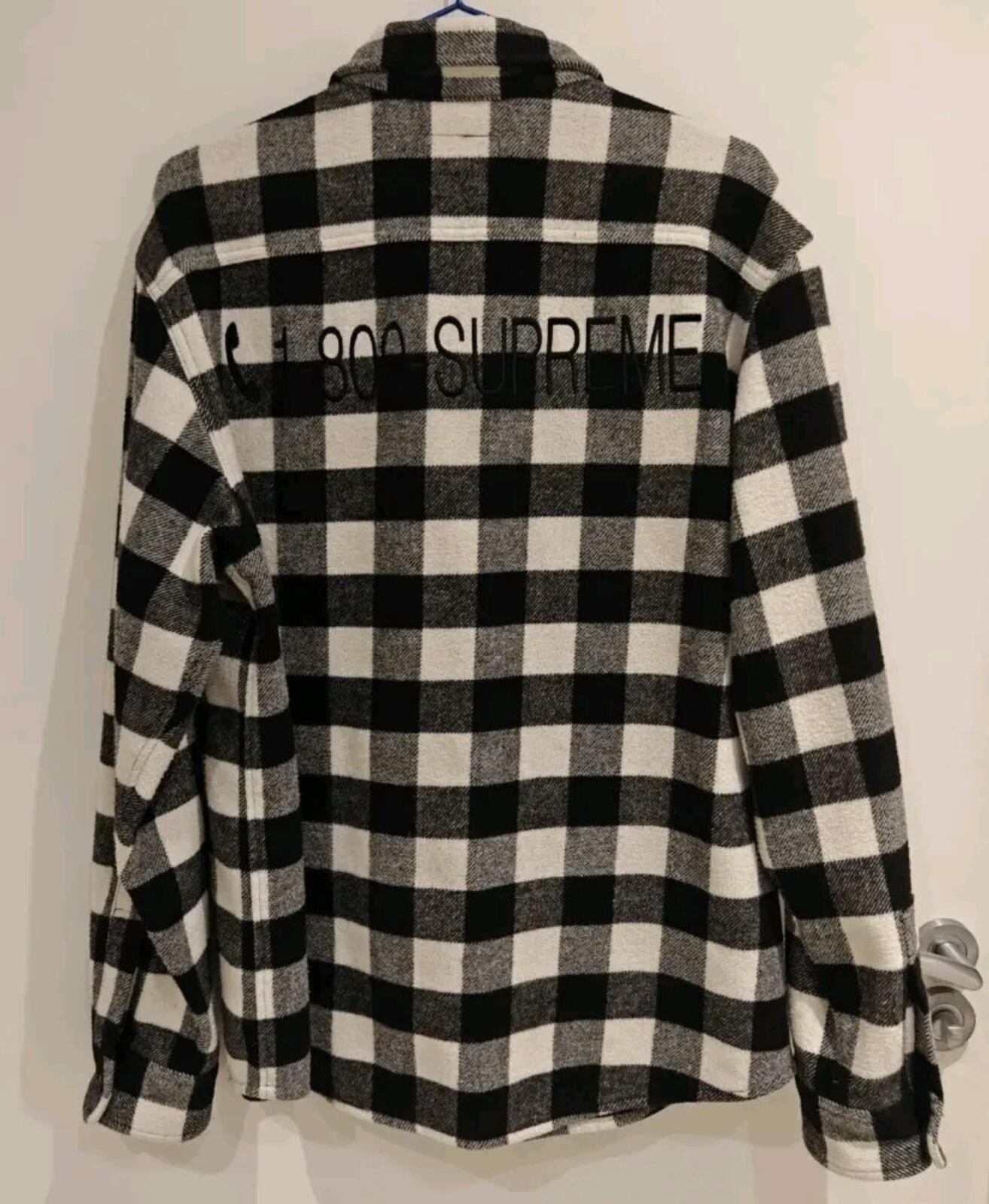 FW19 Supreme 1 - 800 Buffalo Plaid Shirt Black Size M Medium Artwork by AOI