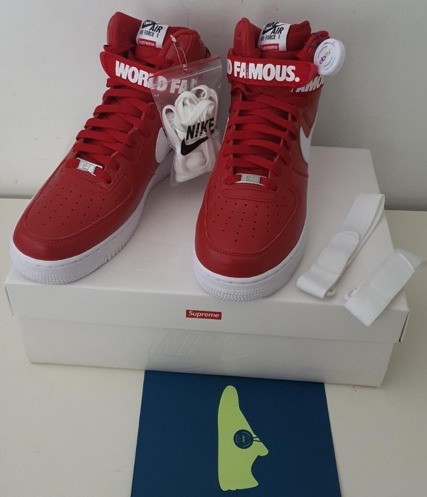 FW14 Supreme Nike Air Force 1 Hi US 9 UK 8 EUR 42.5 trainers red shoes lot Rare
