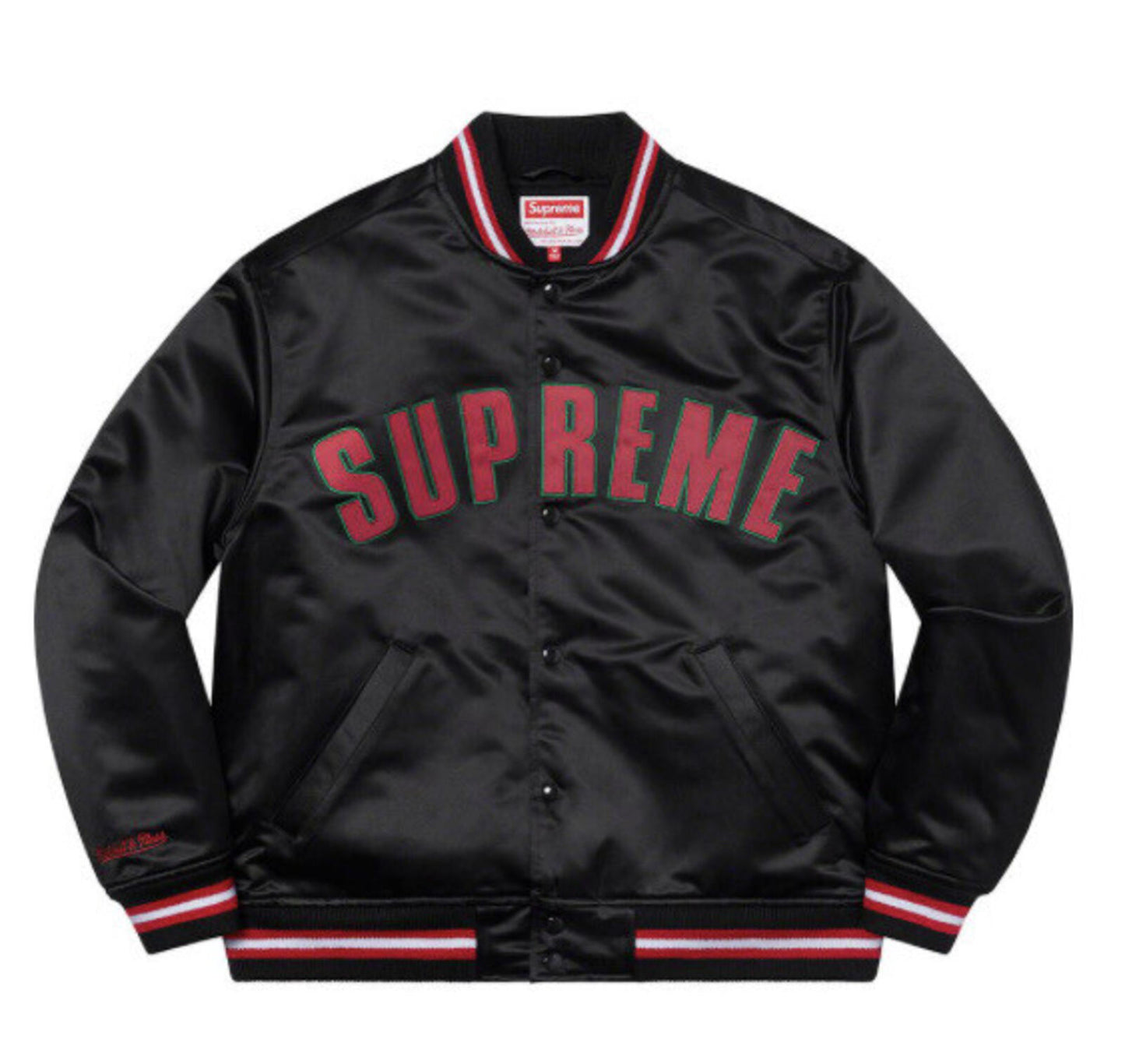 SS21 Supreme Mitchell & Ness varsity Satin jacket Black Size L large