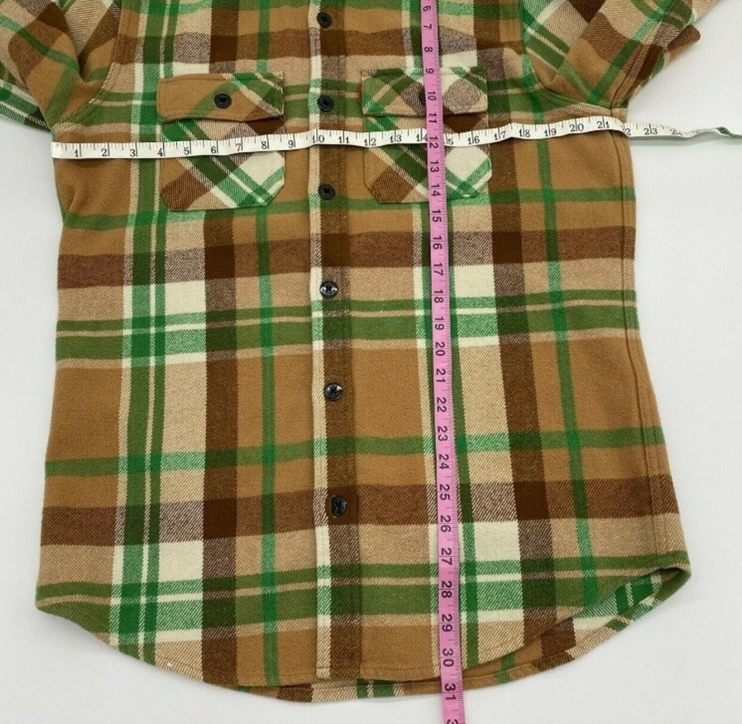 FW14 Supreme Heavyweight Plaid Flannel Hemd braun grün M mittelschwer Vintage
