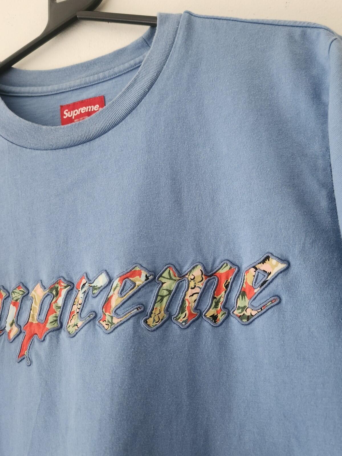 SS21 Supreme Floral Appliqué S/S Top T-Shirt Größe M Medium Hellblaues T-Shirt