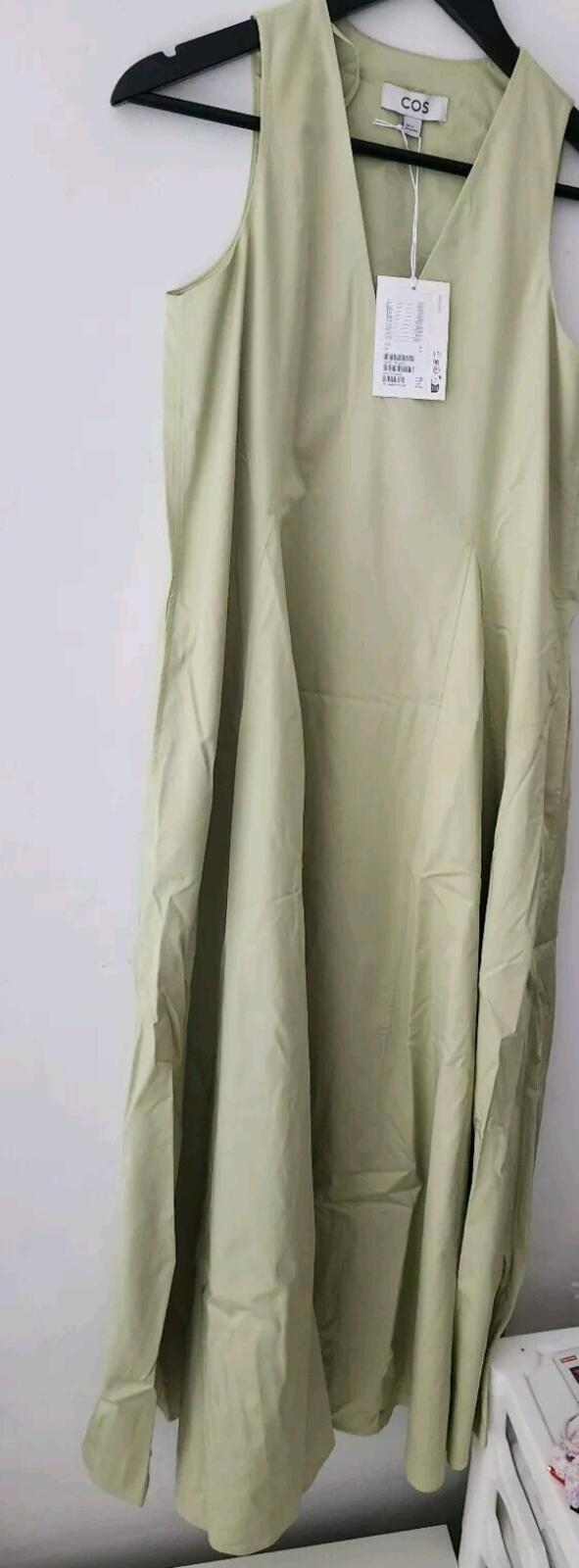 COS Voluminous V-Neck Maxi Dress Green Size Eur 34 UK 6 XS