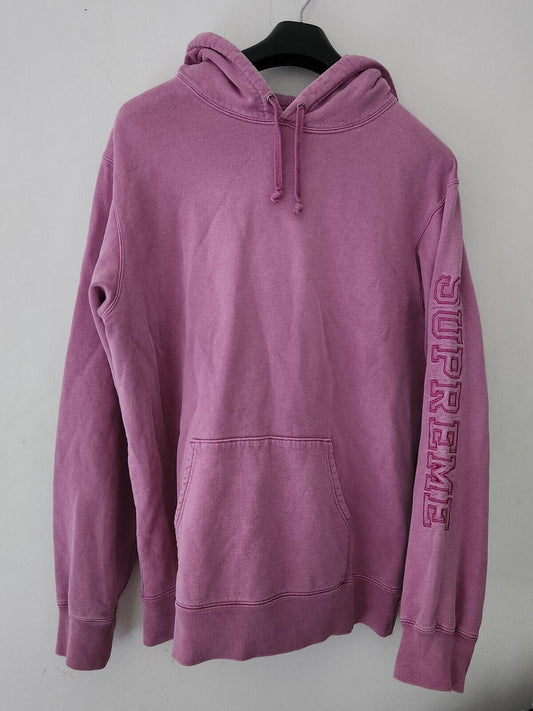 Sudadera con capucha teñida en prenda Supreme SS19 talla L Grande magenta rosa