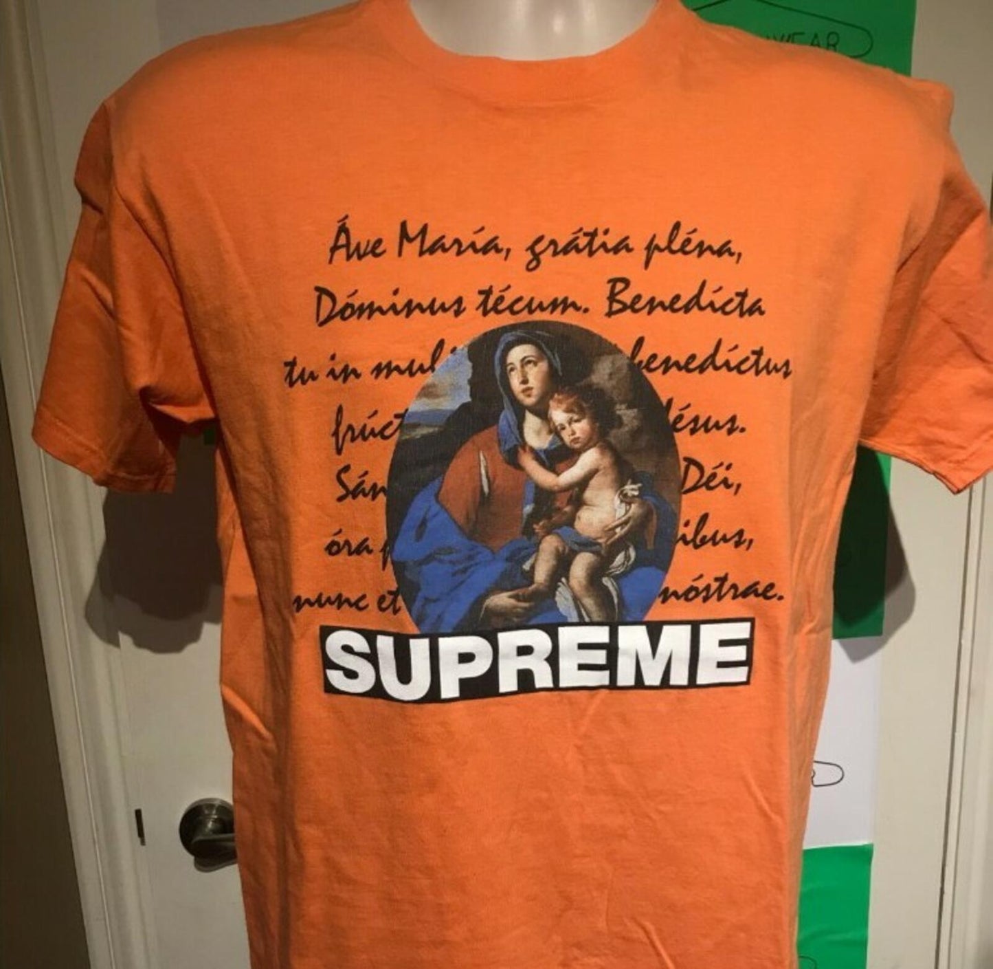 SS12 Supreme Ave Maria Tee Naranja Talla M