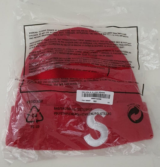 FW17 Supreme New Era S Logo Beanie red Hat
