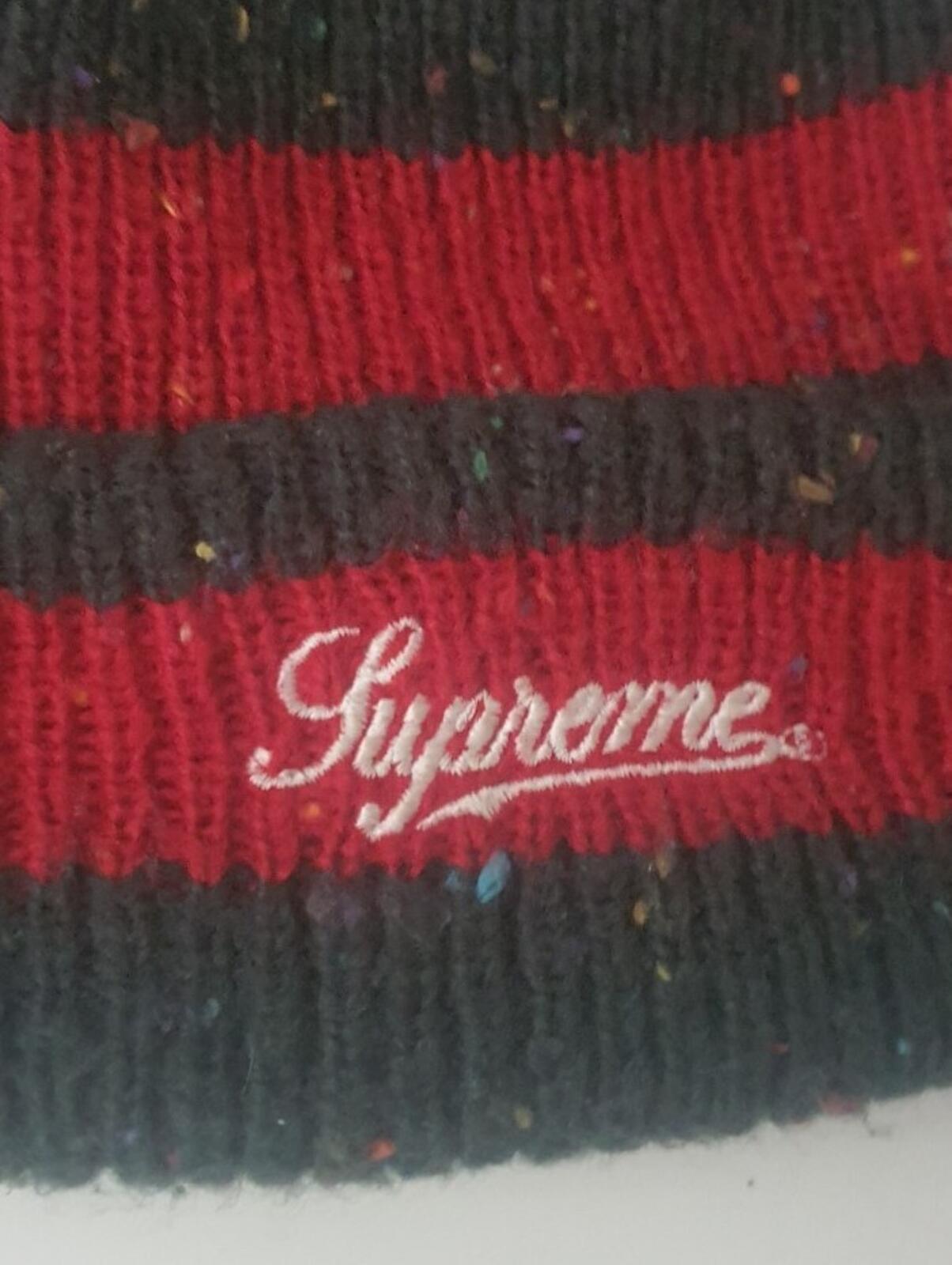 FW19 Supreme Stripe Speckle beanie Green Red Hat