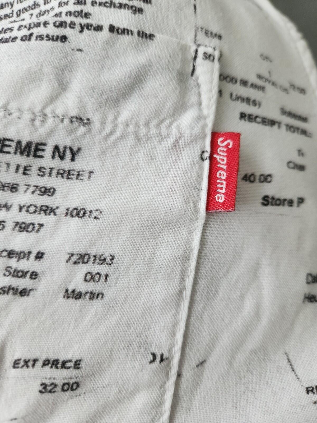FW20 Supreme Receipts Rayon S/S Shirt Size M medium white short sleeved