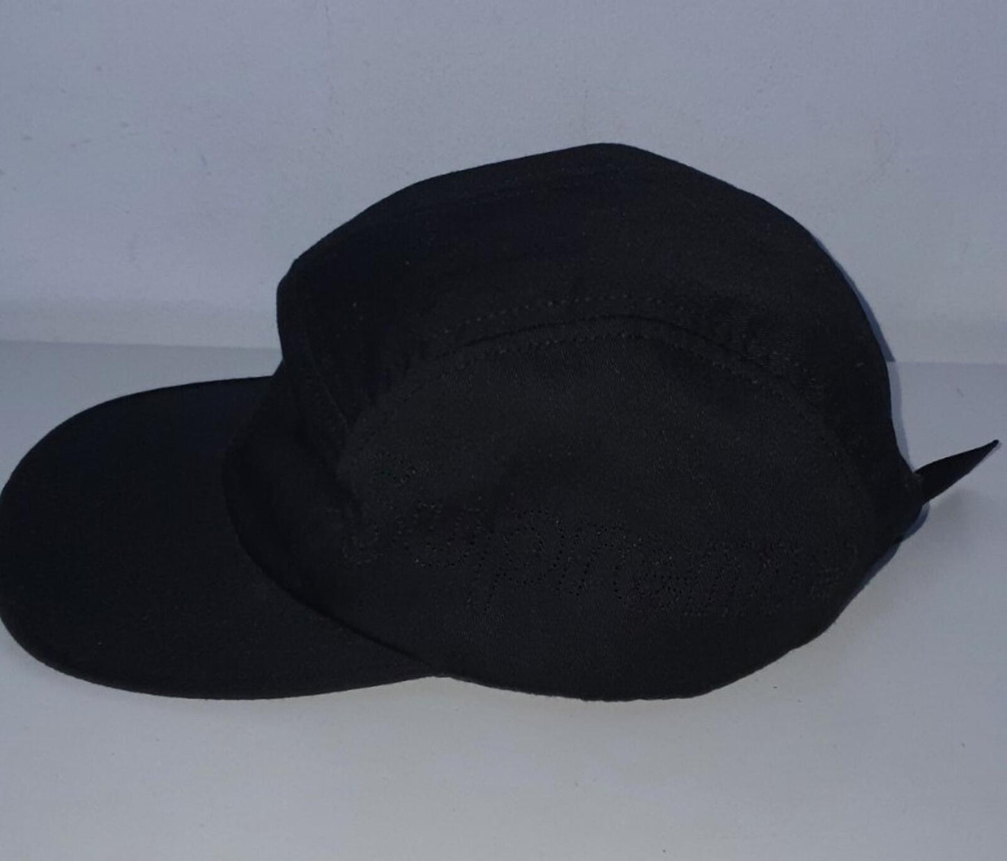 SS16 Supreme Perforated Logo Camp Cap Black