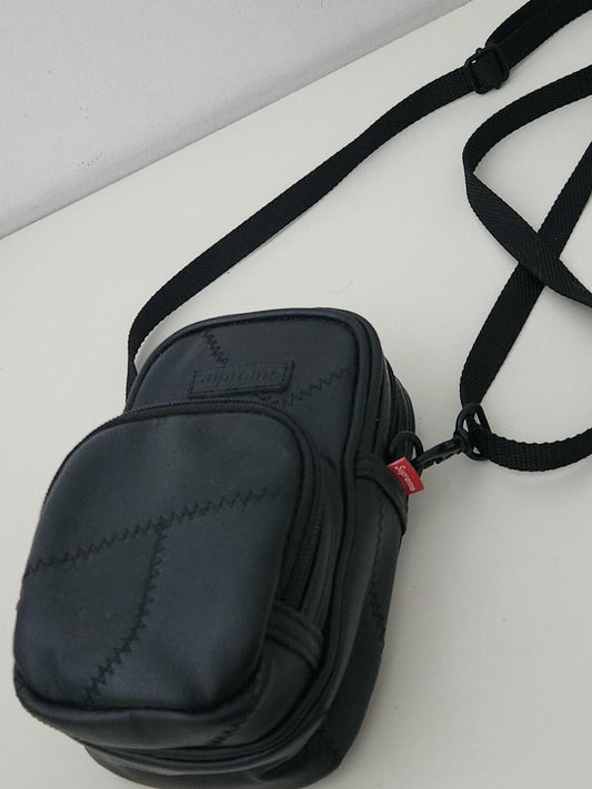 Bolso de hombro de cuero de vaca Supreme Patchwork FW19 negro