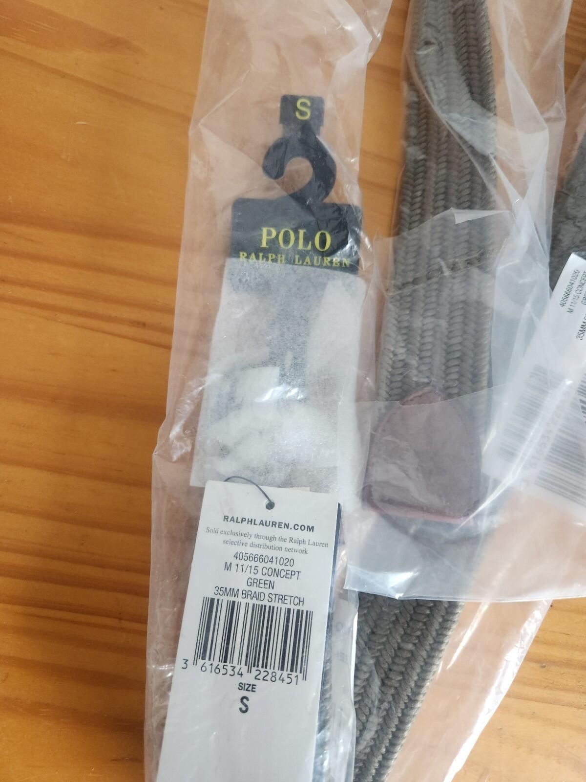 Polo Ralph Lauren Cinturón trenzado con ribete de piel £100 Talla S Small Canopy Olive Pony Golf