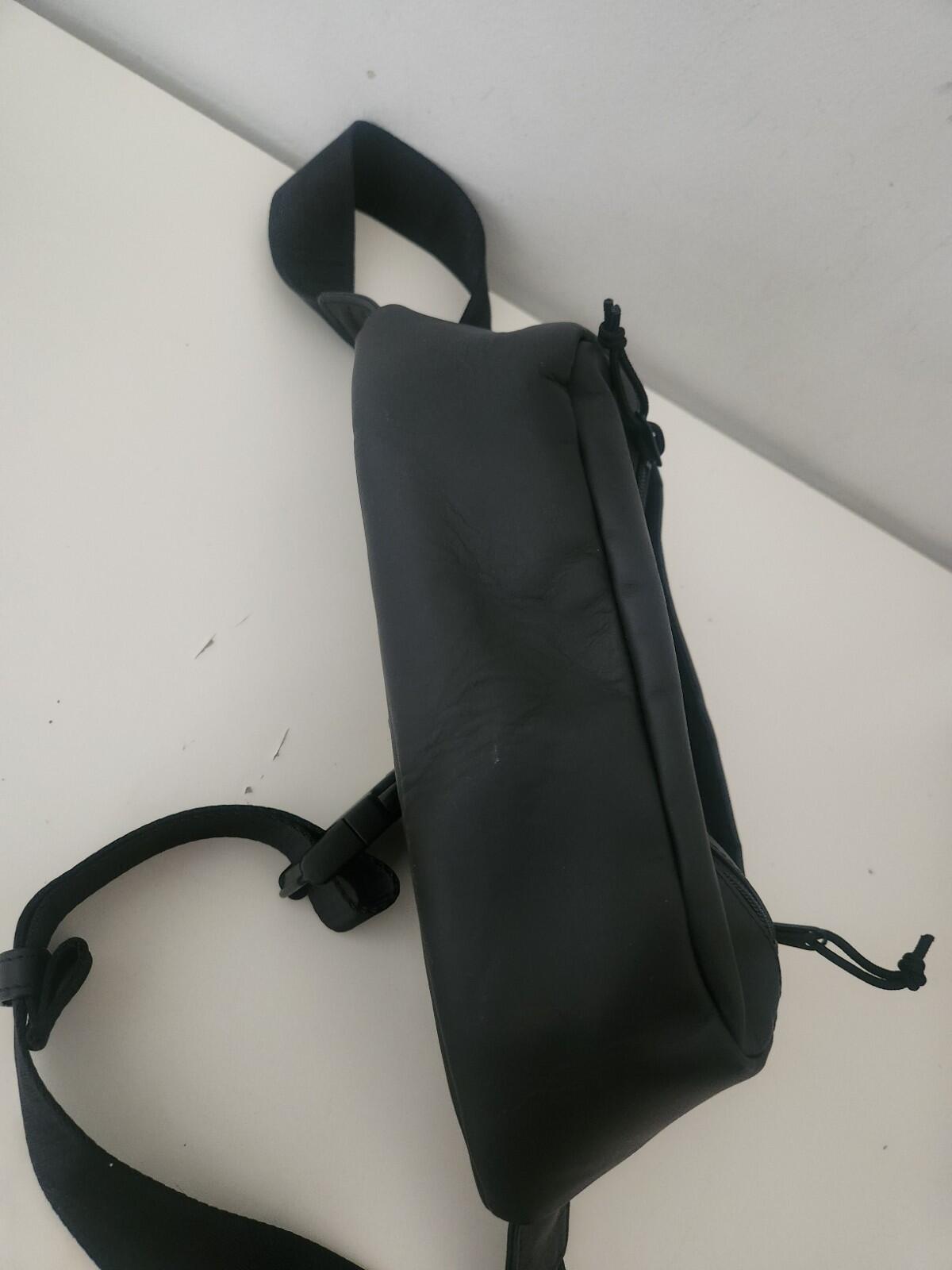 FW23 Supreme leather waist bag shoulder cowhide jacquard logo belt bum black