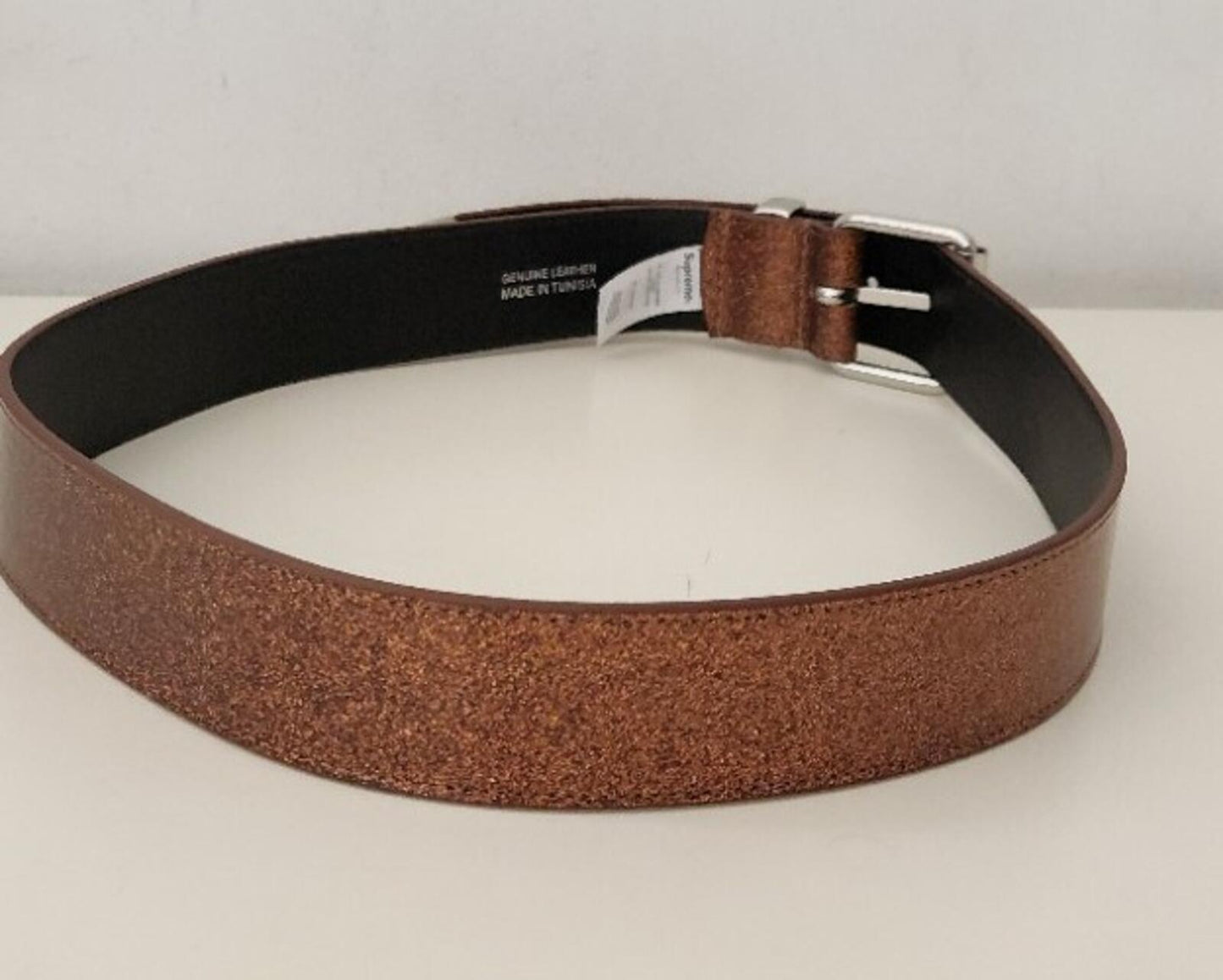 FW22 Supreme Glitter Vinyl Ranger Belt Size M Medium Brown Leather New Accessory