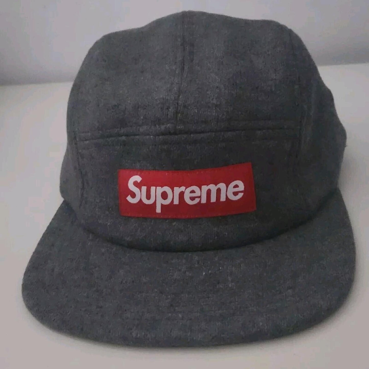 FW14 Supreme Fitted Wool Knit Camp Cap Grey Size M / L