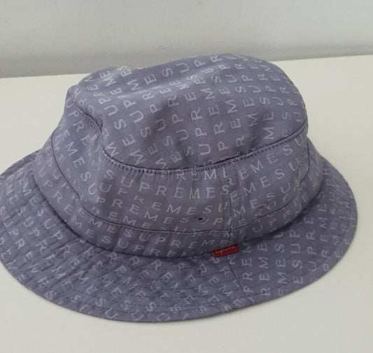 SS16 Supreme Jacquard Logos Twill crusher M/L  Blue bucket hat
