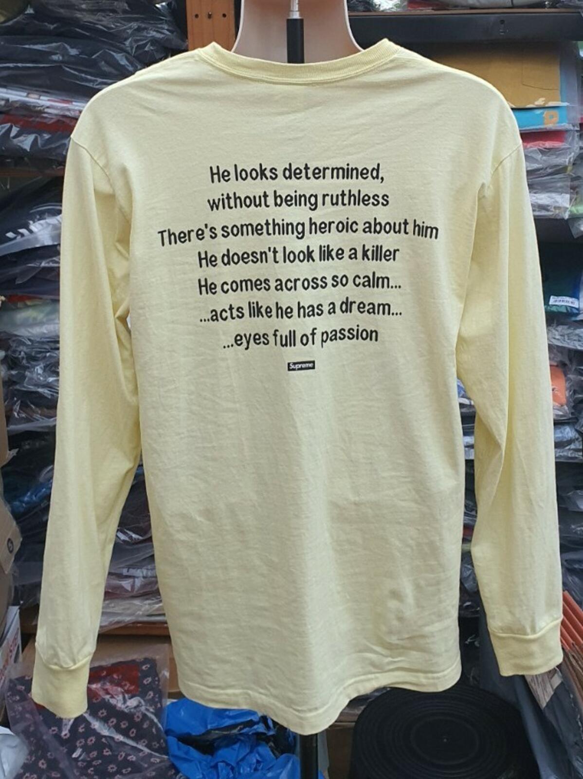 FW18 Supreme The Killer L/S tee pale yellow long sleeve t-shirt size medium M