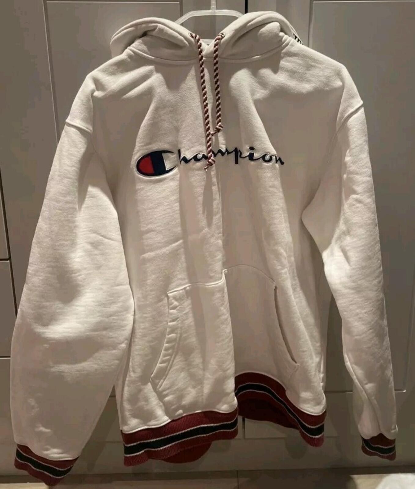 SS15 SUPREME x Champion Hooded Sweatshirt White Size L