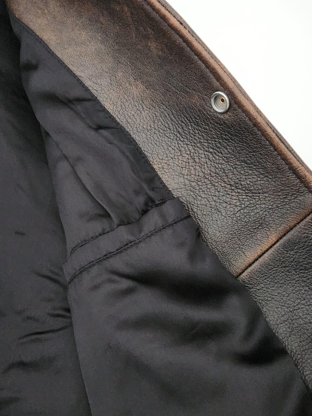 SS19 Supreme Leather Varsity Jacket L black Lambskin Brown Coat Satin Lining