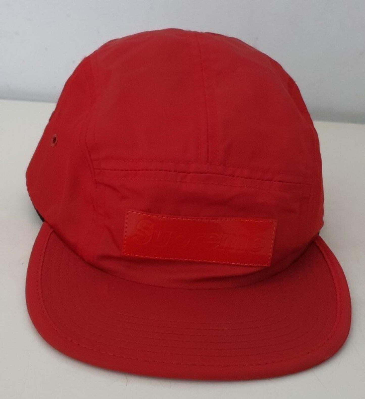 FW18 Supreme Patent Leather Patch Camp Cap Rot