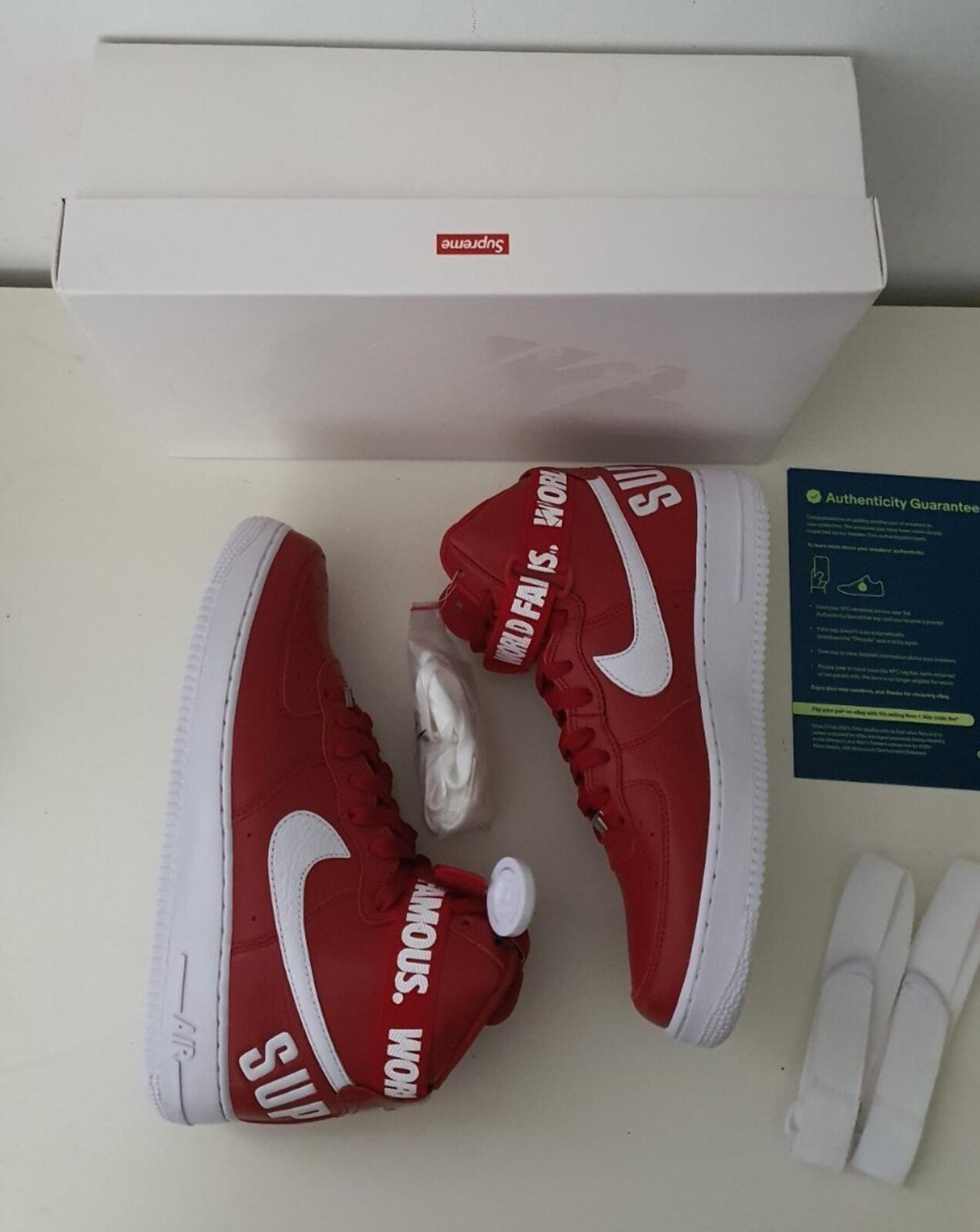 FW14 Supreme Nike Air Force 1 Hi US 9 UK 8 EUR 42.5 trainers red shoes lot Rare
