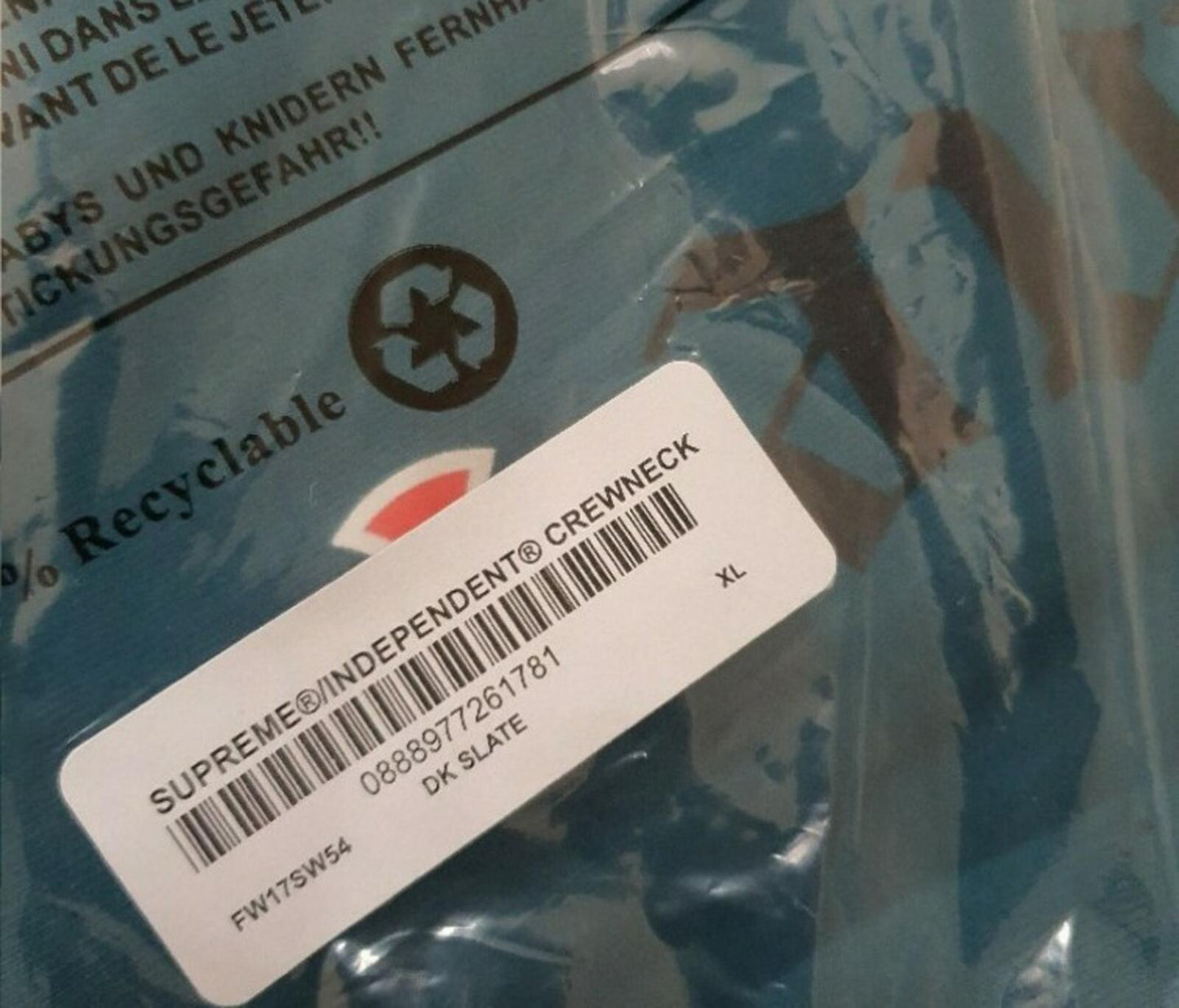 FW17 Supreme x Independent Fuc* The Rest Crewneck Dark Slate Size XL