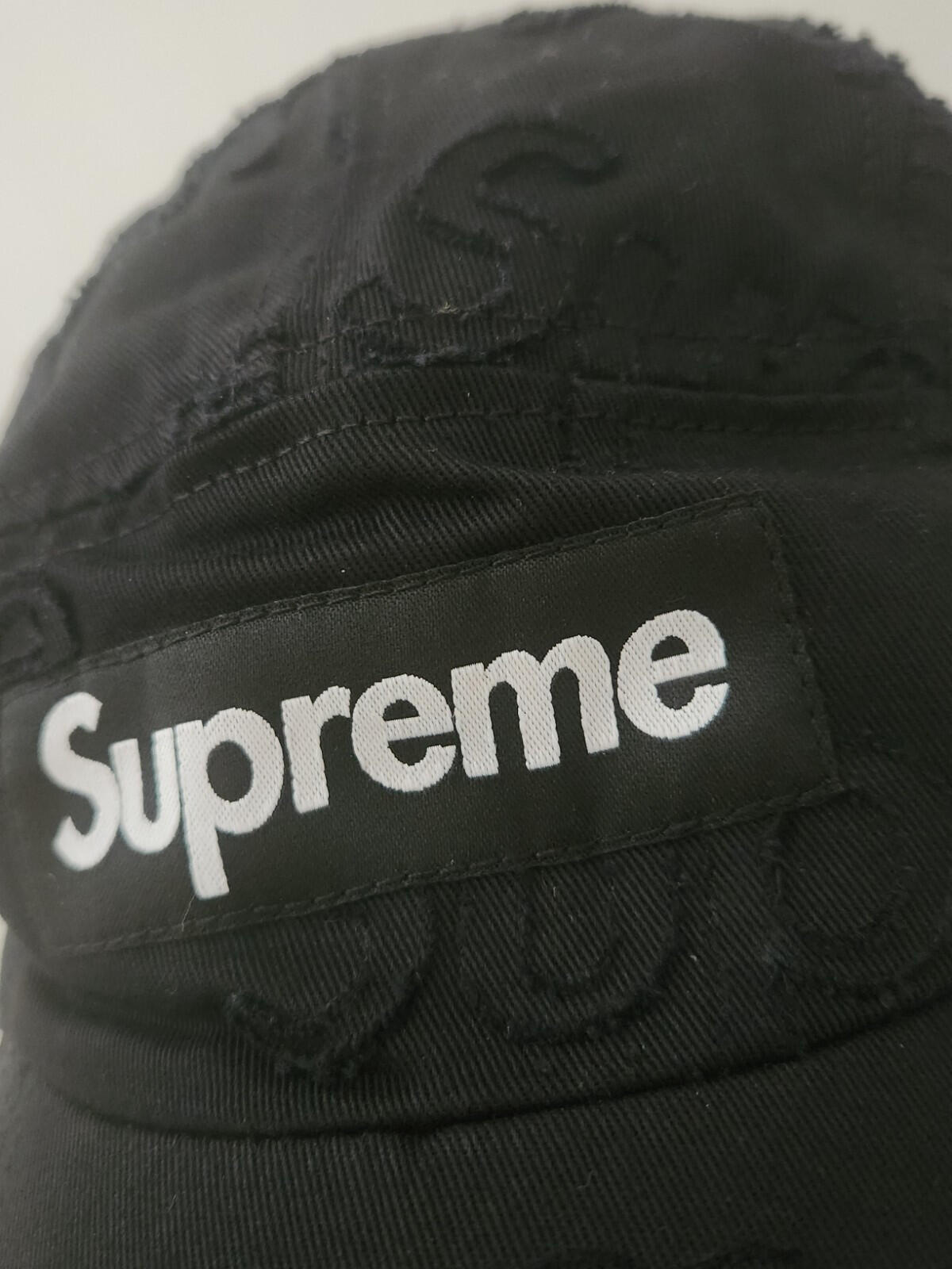 SS23 Supreme Lasered Twill camp cap black hat