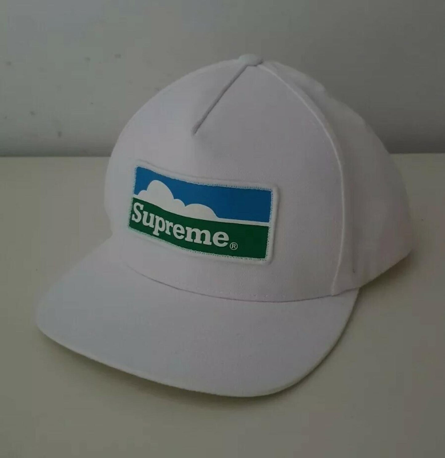 FW18 Supreme Horizon 5-panel hat white cap Farmland logo A CEASE AND DESIST