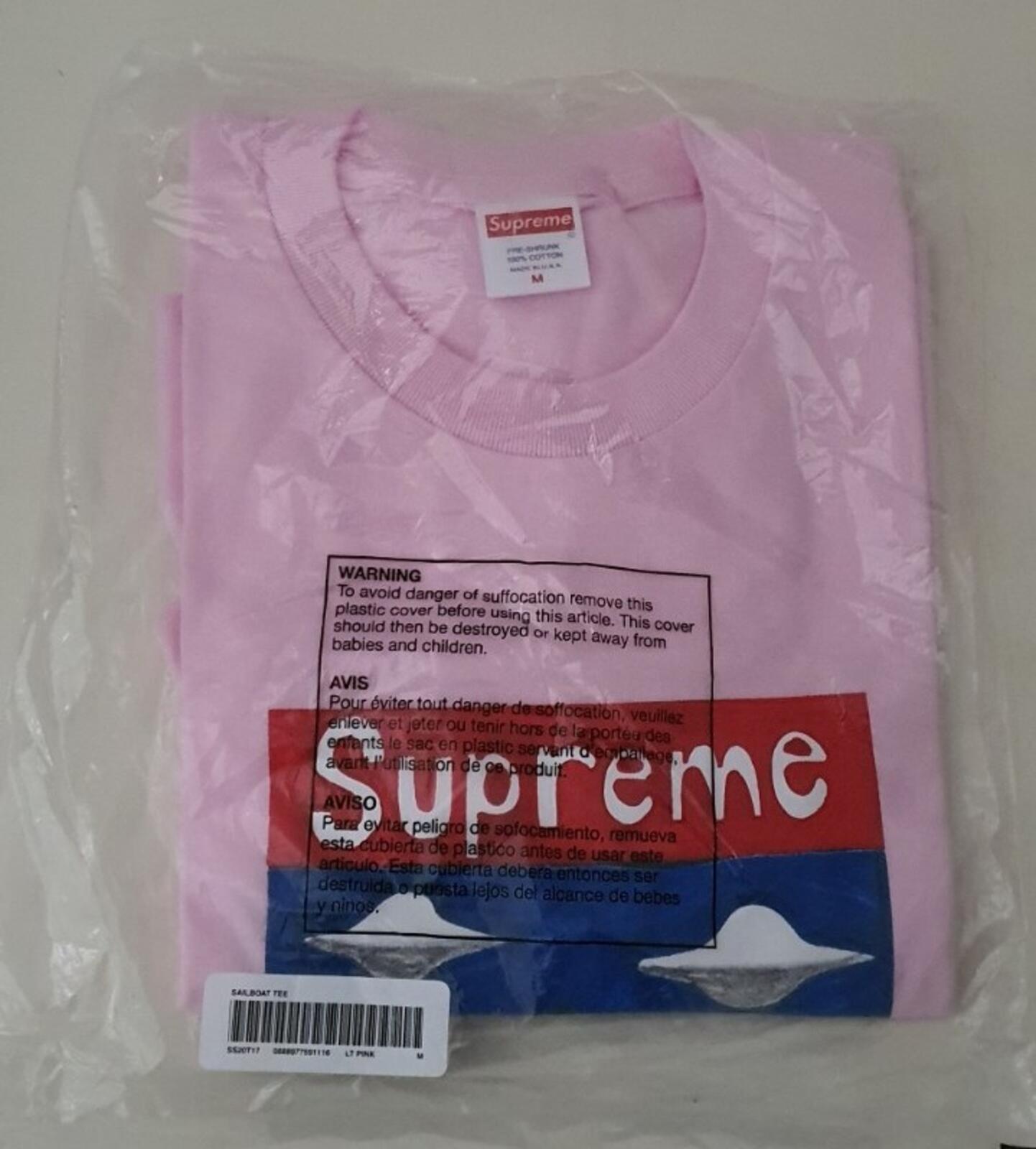 SS20 Supreme Sailboat Tee Light Pink Size M
