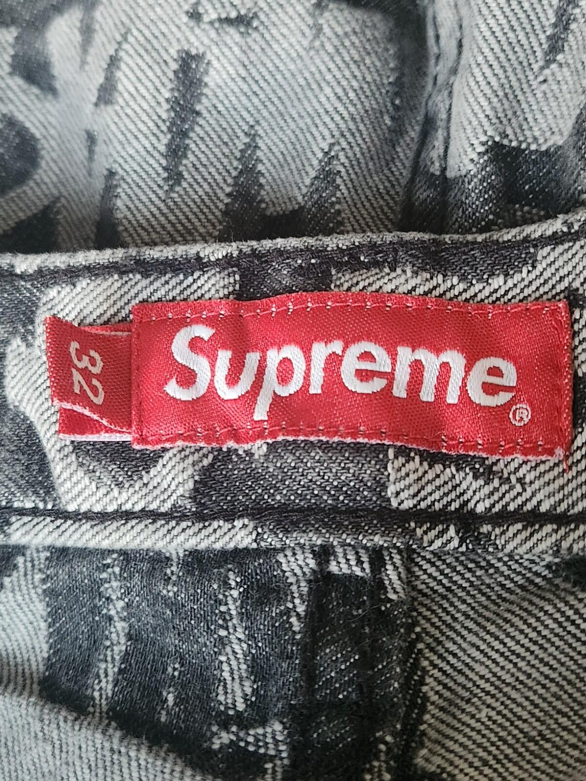 SS22 Supreme Fat Tip Jacquard Regular Jeans Black Size 32 W32 L31.5