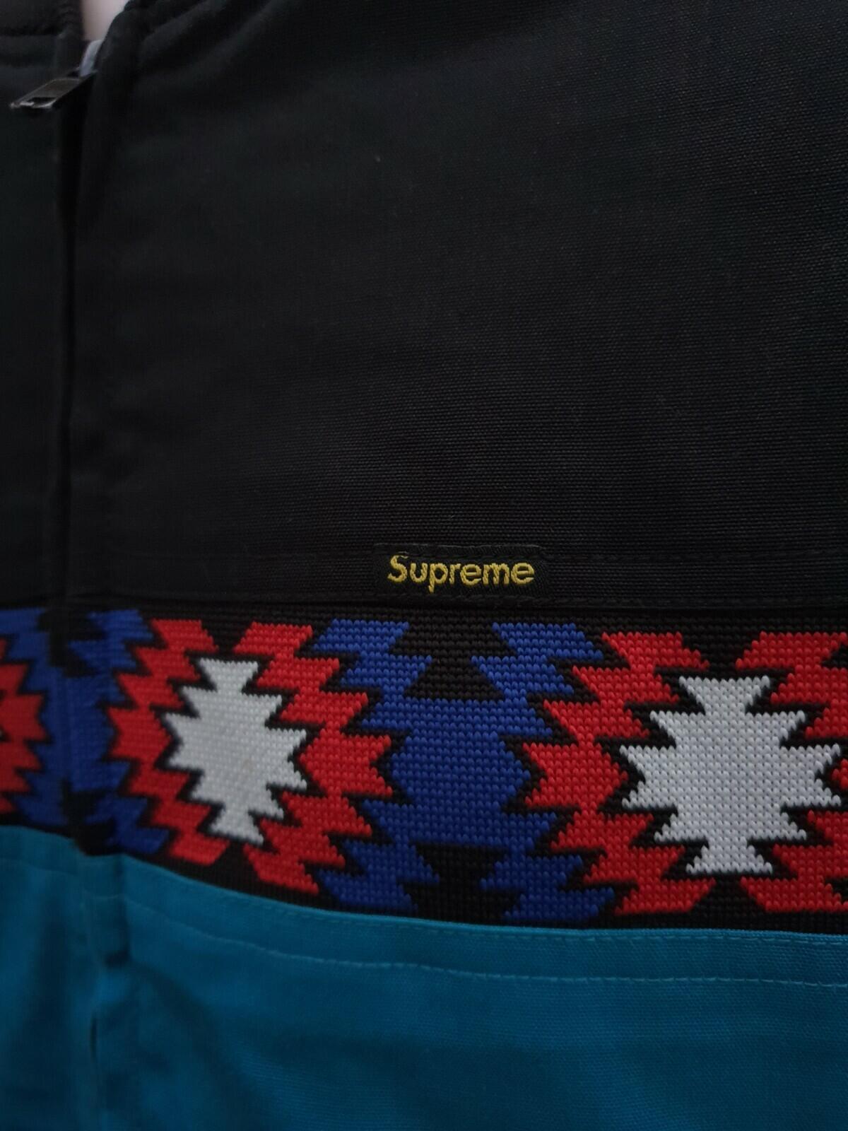 SS17 Supreme Trail jacket S small Teal small box logo Jacquard Graphic Rib Yoke