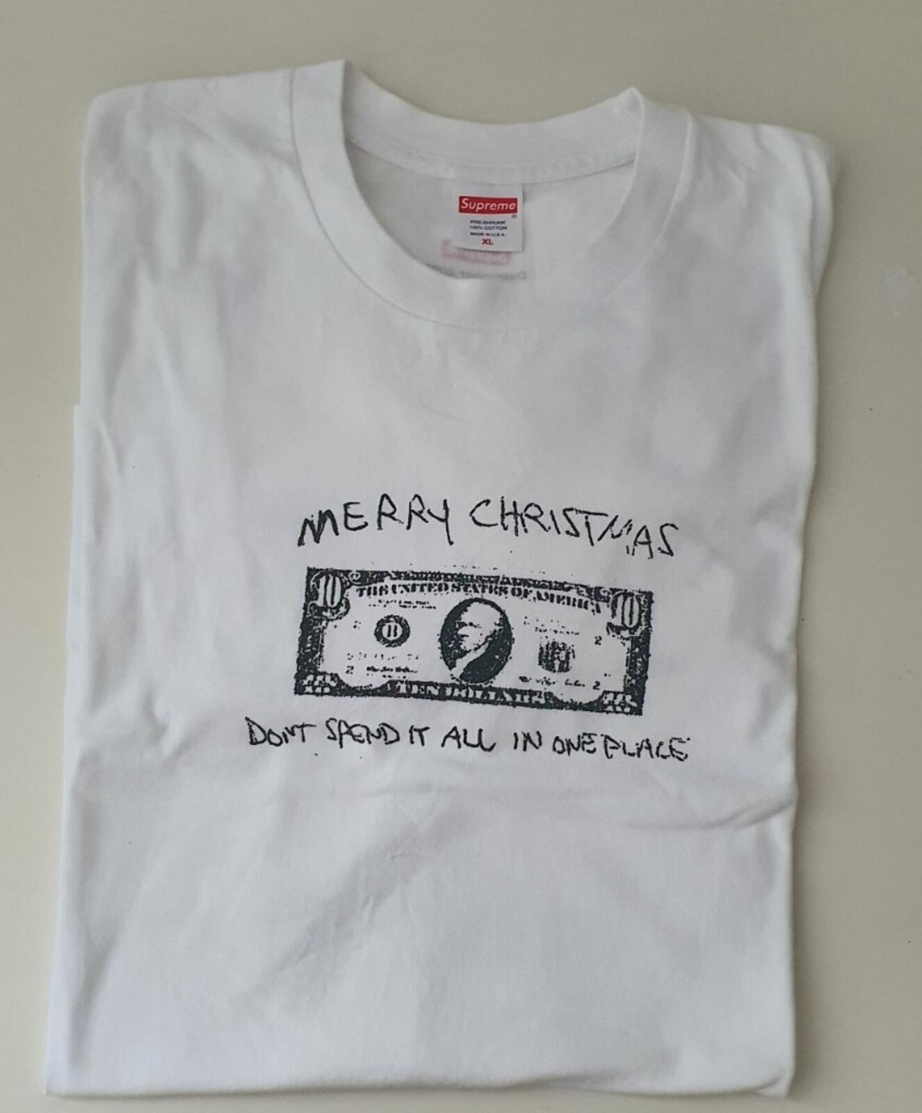 FW21 Supreme Spend It Tee White Size XL Christmas