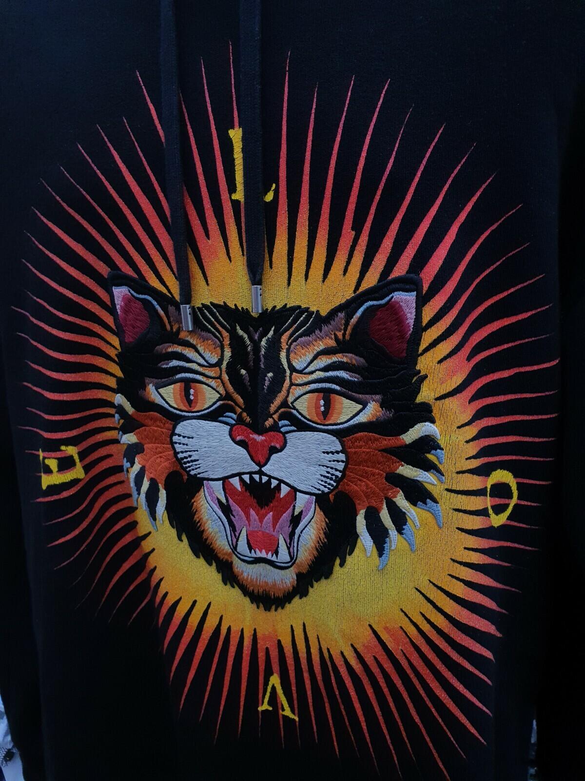 GUCCI Angry Cat Applique Oversized Distressed Hoodie £1440